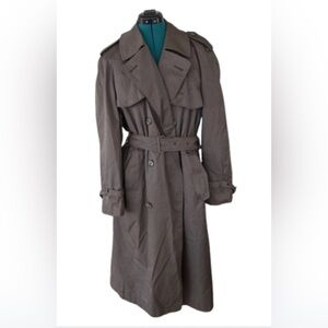 Vtg Canda Mauve Beige Belted Trench Coat W/ Removable Wool Lining Sz S